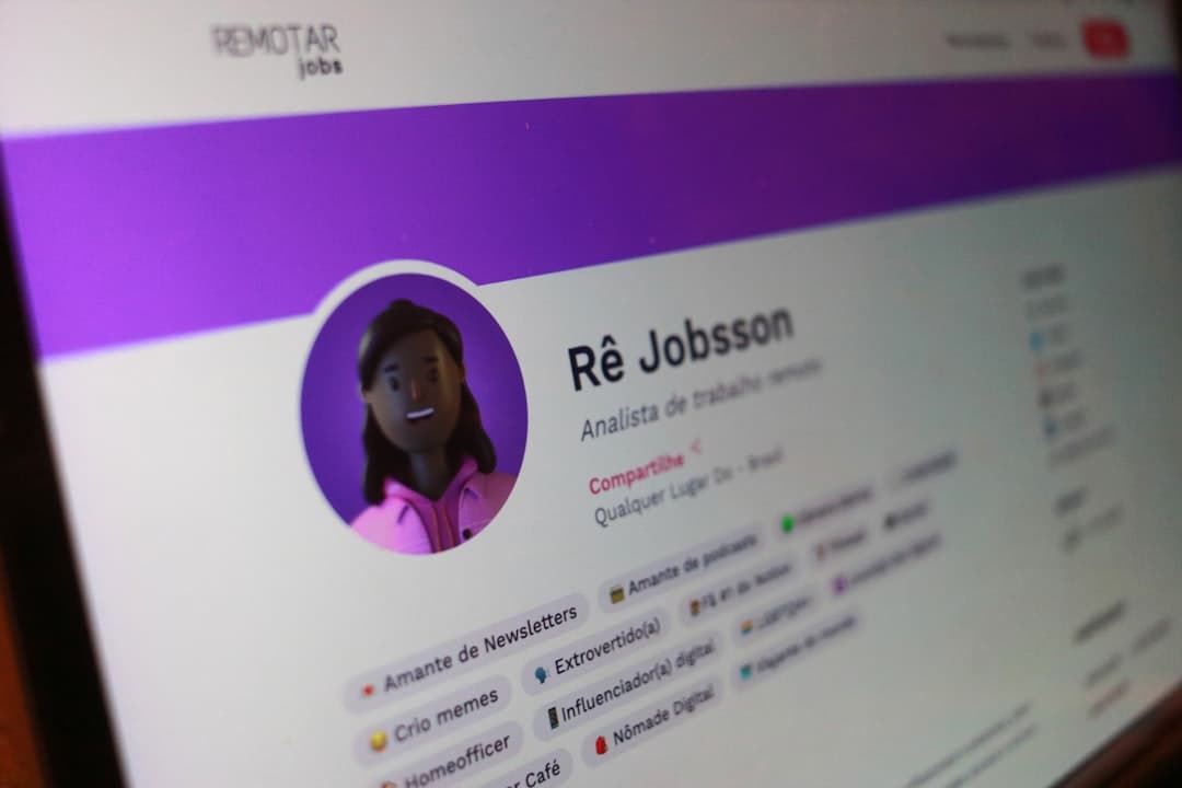 a computer screen with a woman's profile on it