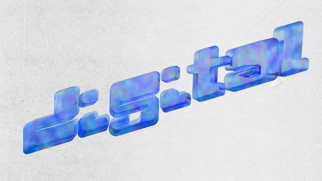 Blue 3D text with cloud patterns