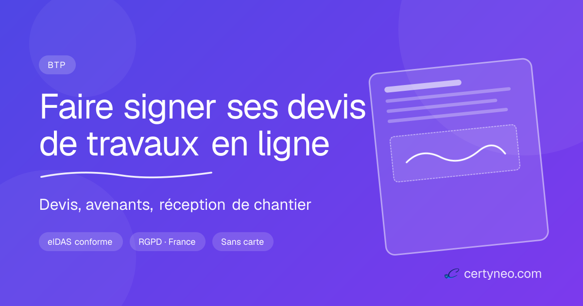 Signature électronique des devis de travaux